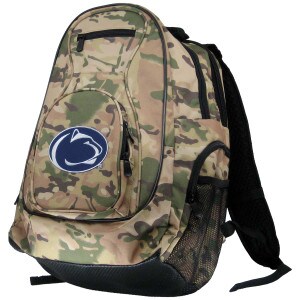 camo travel backpack with Penn State Athletic Logo